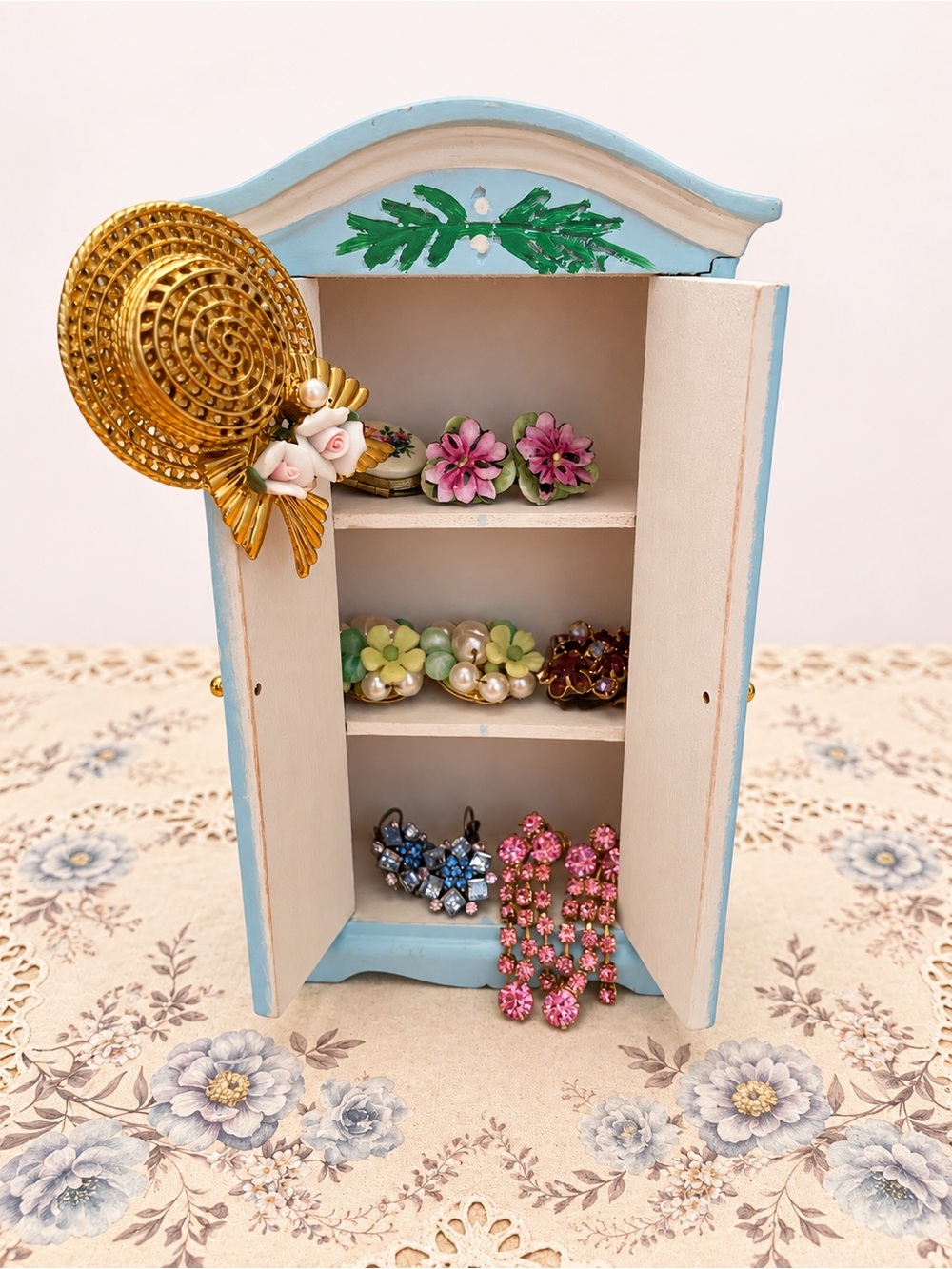 🫖🎀 Blue Miniature Wardrobe & Jewelry - Picture 3 of 10